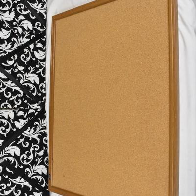 3 Pc Home Decor, 2 Black and White Fabric Wall Panels, Pin Board