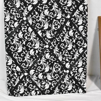 3 Pc Home Decor, 2 Black and White Fabric Wall Panels, Pin Board