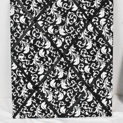 3 Pc Home Decor, 2 Black and White Fabric Wall Panels, Pin Board