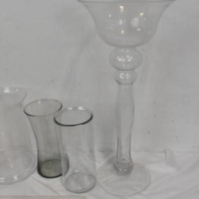 5 Piece Glass, Vases, Clear Centerpieces
