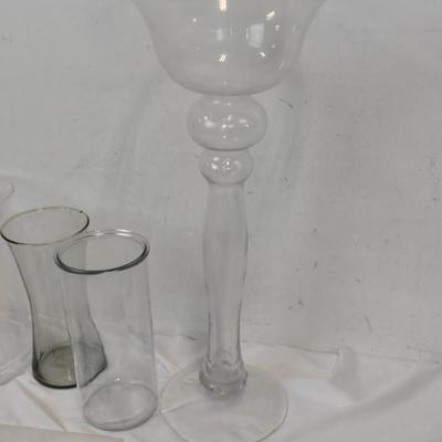 5 Piece Glass, Vases, Clear Centerpieces