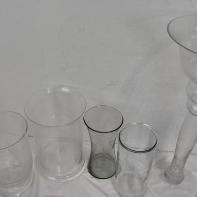 5 Piece Glass, Vases, Clear Centerpieces