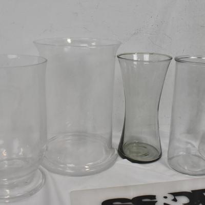 5 Piece Glass, Vases, Clear Centerpieces