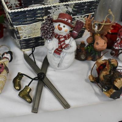 Assorted Christmas Decor, Large Faux Flowers, Potpourri, Ornaments