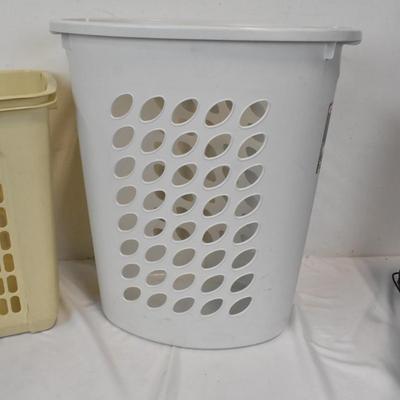 Bathroom/Cleaning Supplies, Laundry Hamper, Shower Curtain, Mats, Power Strips