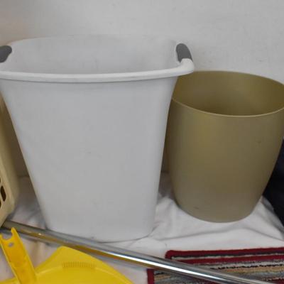 Bathroom/Cleaning Supplies, Laundry Hamper, Shower Curtain, Mats, Power Strips