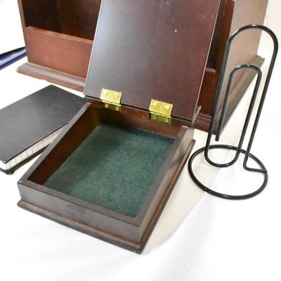 Office Supplies, Wooden Organizer, Folders, Alarm Clock