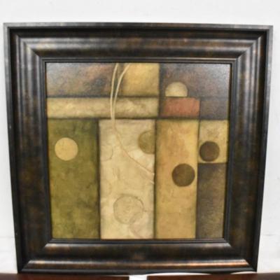 3 Piece Home Decor, Brown Wood Frames, Flowers, 16" Square Framed Painting