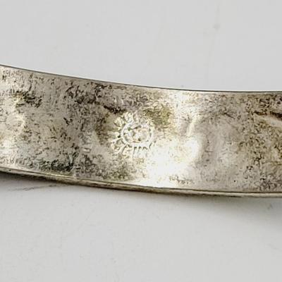 MEXICAN STERLING HINDGED INLAID TURQUOISE BRACELET