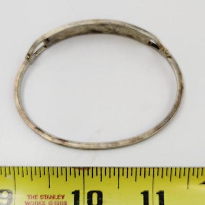 MEXICAN STERLING HINDGED INLAID TURQUOISE BRACELET