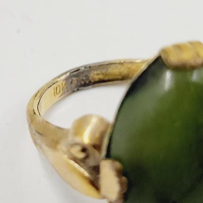 BEAUTIFUL VINTAGE 10K GE JADITE RING