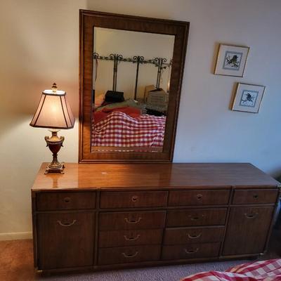 Drexel Cabinet with Mirror and Lamp