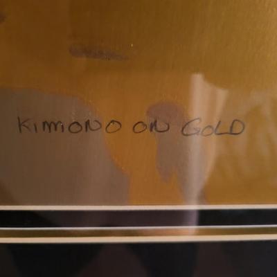 Signed Kimono on Gold Oriental Artwork