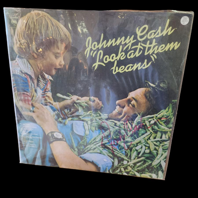 Johnny Cash Autographed Vinyl Album Columbia Look at them Beans