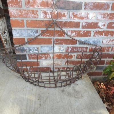 Large metal hanging plant basket