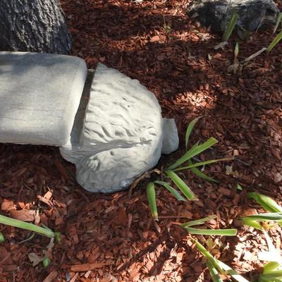 Unique yard art concrete rabbit bench