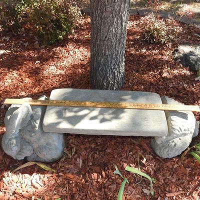 Unique yard art concrete rabbit bench