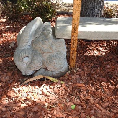 Unique yard art concrete rabbit bench