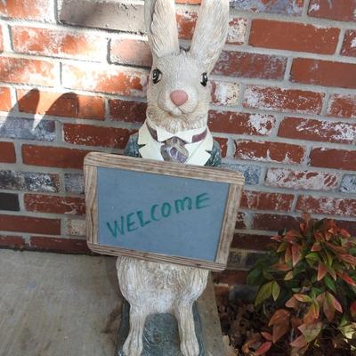 Yard Art welcome rabbit