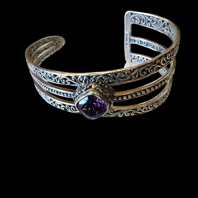 Sterling Cuff Bracelet w/Amethyst Jewelry