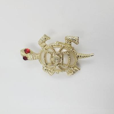 CUTE GOLD TONED TURTLE W/ MOTHER OF PEARL SHELL PIN