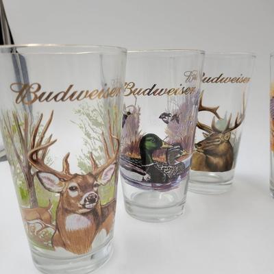 SET OF BUDWEISER WILDLIFE GOLD RIMMED GLASSES 6 PC