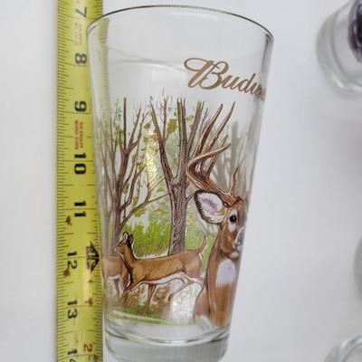 SET OF BUDWEISER WILDLIFE GOLD RIMMED GLASSES 6 PC