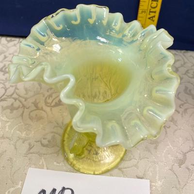 LGWright Glass CompanY Twig Vaseline Opalescent