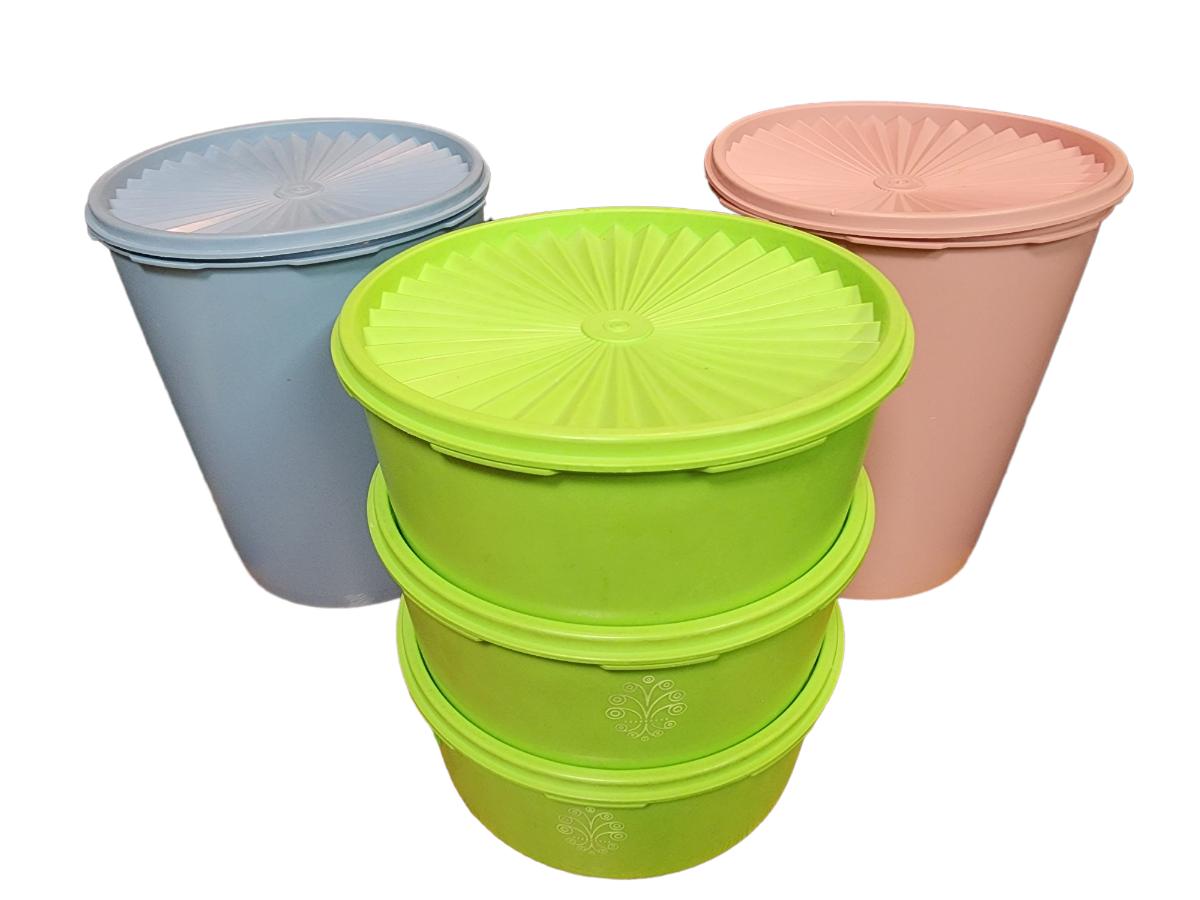 Tupperware Containers Pink Blue Bright Green