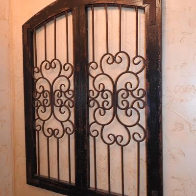 Unusual vintage art , metal window shutters