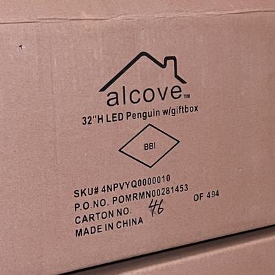 ALCOVE ~ Pair (2) ~ 32â€ H LED Penguins With Giftbox ~ NIB