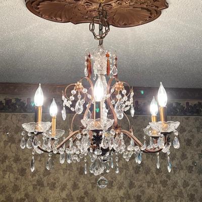 6 Light ~Crystal Chandelier ~ Candle Style Tear Drop