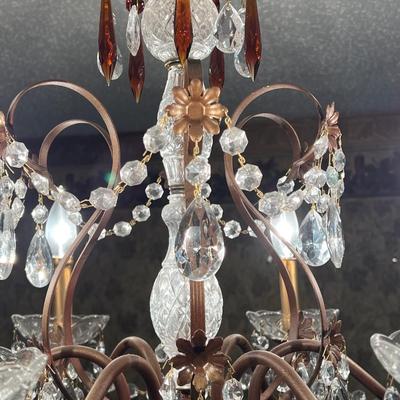 6 Light ~Crystal Chandelier ~ Candle Style Tear Drop