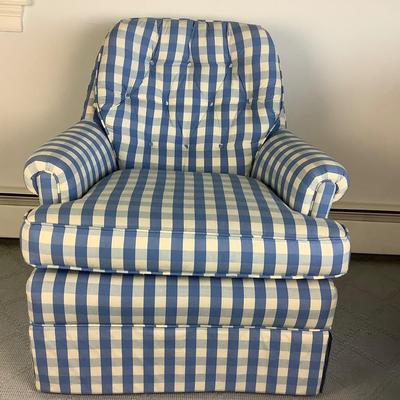 8092 Custom Upholstered  Williamsburg Blue and White Check Chair
