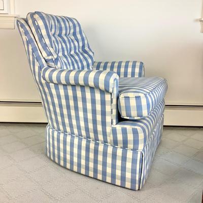 8092 Custom Upholstered  Williamsburg Blue and White Check Chair