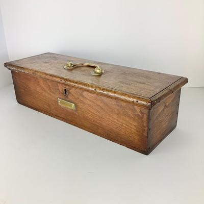 8099 Antique Wooden Box with Brass Handle