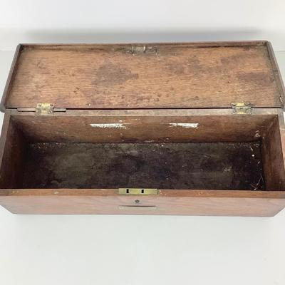 8099 Antique Wooden Box with Brass Handle