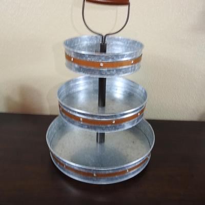 3 tiered galvanized serving stand
