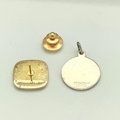 8312 Tiffany & Co Sterling Charm and Gold Plated Over Silver Tie Tac