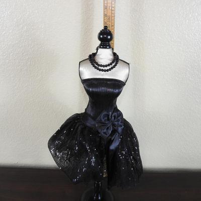Black lace and sequins dress form