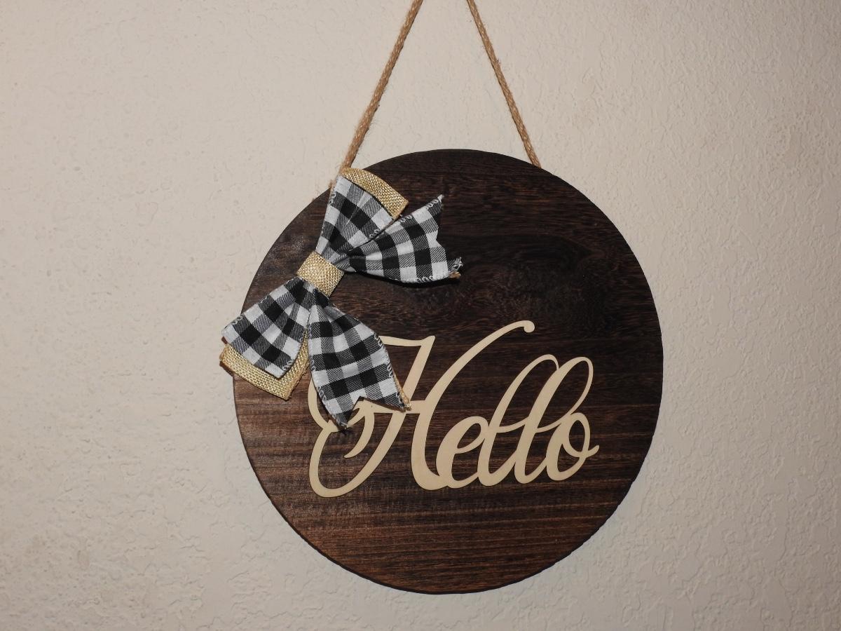 Hello wall hanging sign
