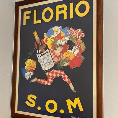 Framed "Florio S.O.M" European Vintage Art Poster