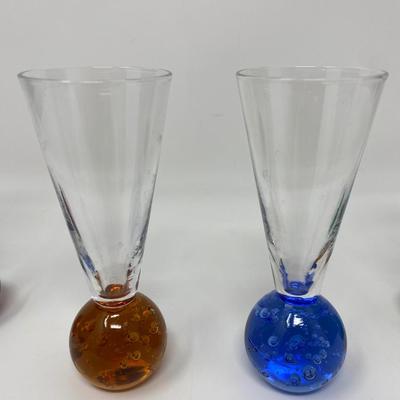 Set of 4 Shot Glasses with Colored Glass Ball Bases