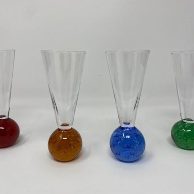 Set of 4 Shot Glasses with Colored Glass Ball Bases