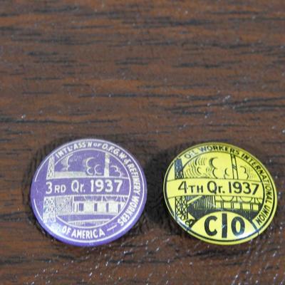 Pair of oil workers international union pins