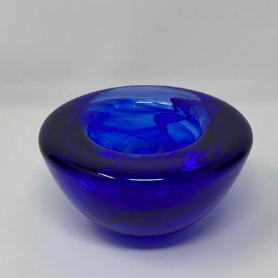 New Kosta Boda Atoll Cobalt Blue Bowl Designed by Anna Ehrner