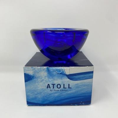 New Kosta Boda Atoll Cobalt Blue Bowl Designed by Anna Ehrner