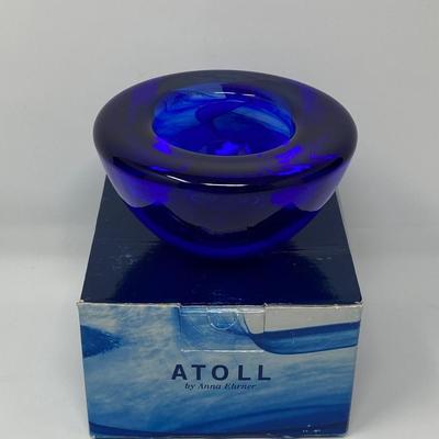 New Kosta Boda Atoll Cobalt Blue Bowl Designed by Anna Ehrner