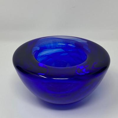 New Kosta Boda Atoll Cobalt Blue Bowl Designed by Anna Ehrner