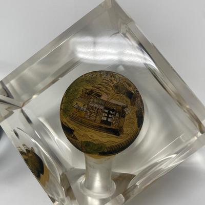 Glass/Crystal Ball Paperweight and Hand-Painted Interior Art Sculpture
